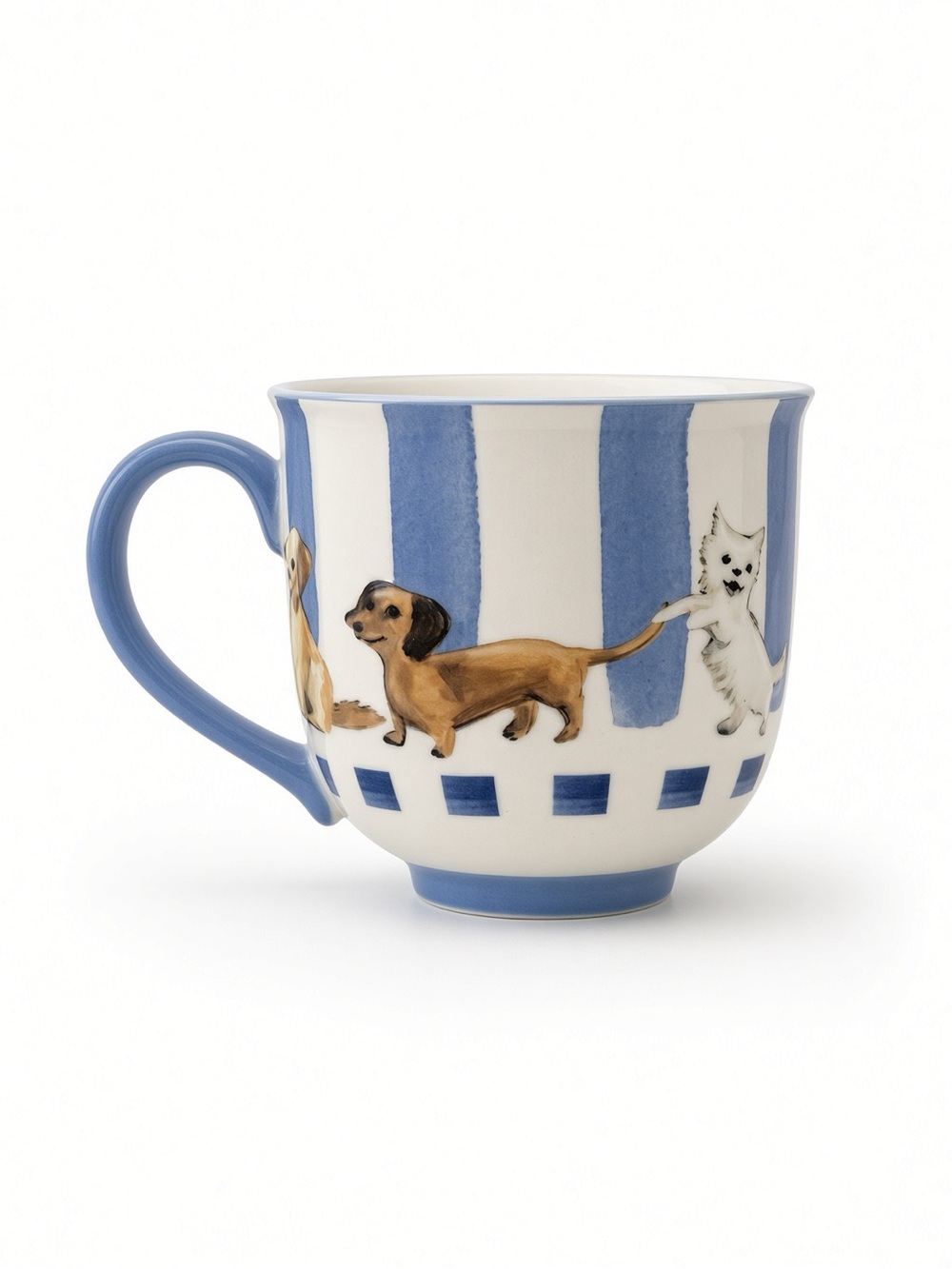 NWT Mellow & Mod Ceramic Mug Dachshund + Golden Retriever + Westie Cat Blue